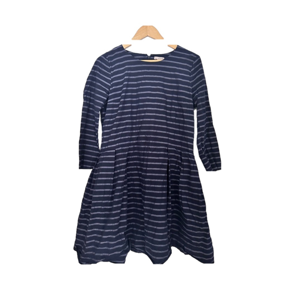 Gap Striped Dress Size 12 Blue 3/4 sleeve FIT and flare NAVY STRIPE